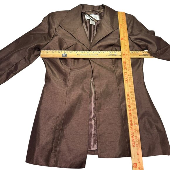 Victor Costa Vintage Jacket Size 6 Brown Bronze Shantung Blazer Open Front - Picture 6 of 6